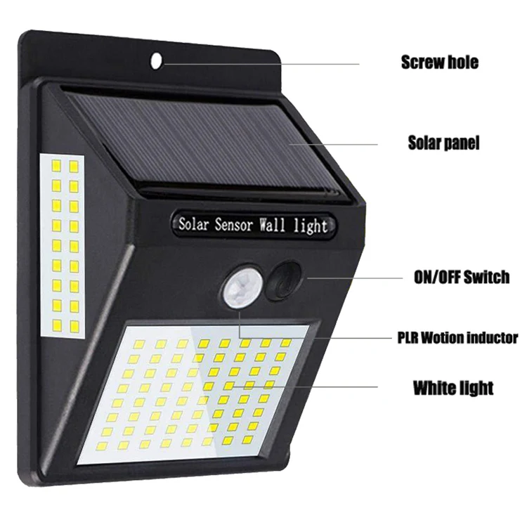 
100 LED 140 LED Wide Angle Solar Power Wall Lamp Waterproof Motion Sensor Garden Solar Light Outdoor 