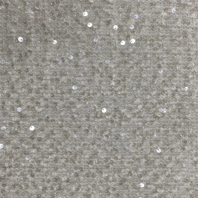 exquisite 5mm transparent sequin and white metallic jacquard weave Embroidered lace Sequin fabrics for clothing