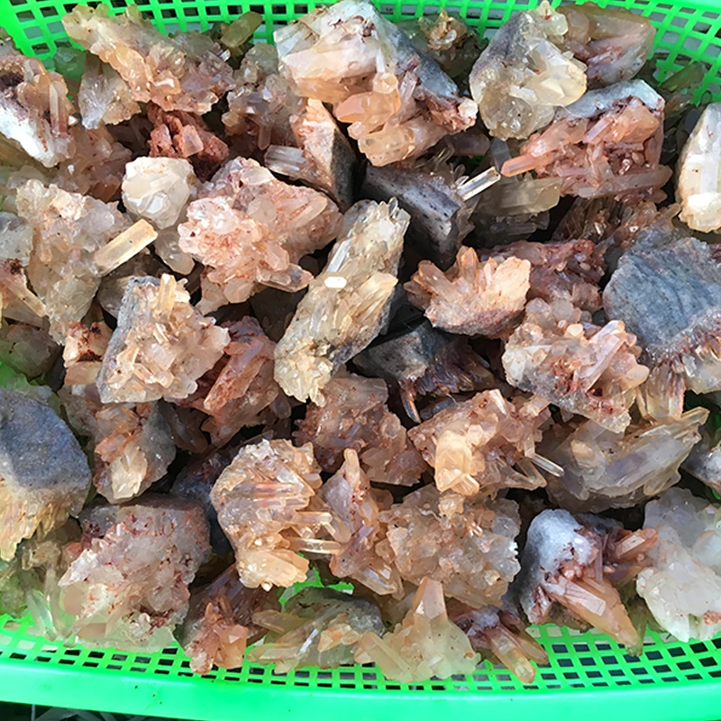 Wholesale Natural Rock Quartz Hematite Red Clear Quartz Raw Crystal Clusters For Sale