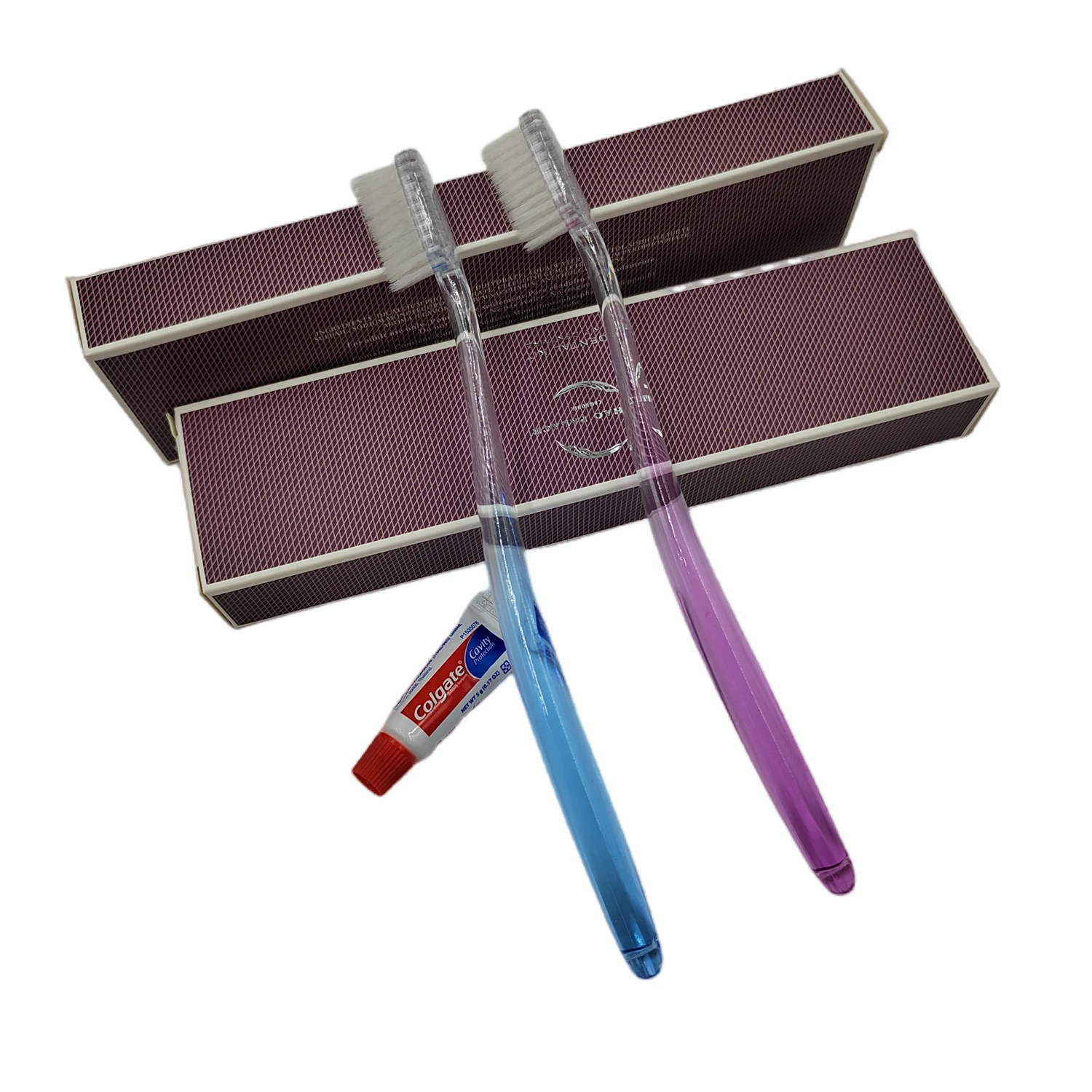 Hotel amenity kit with shampoo/soap/toothbrush/loofa/body lotion/shower gel