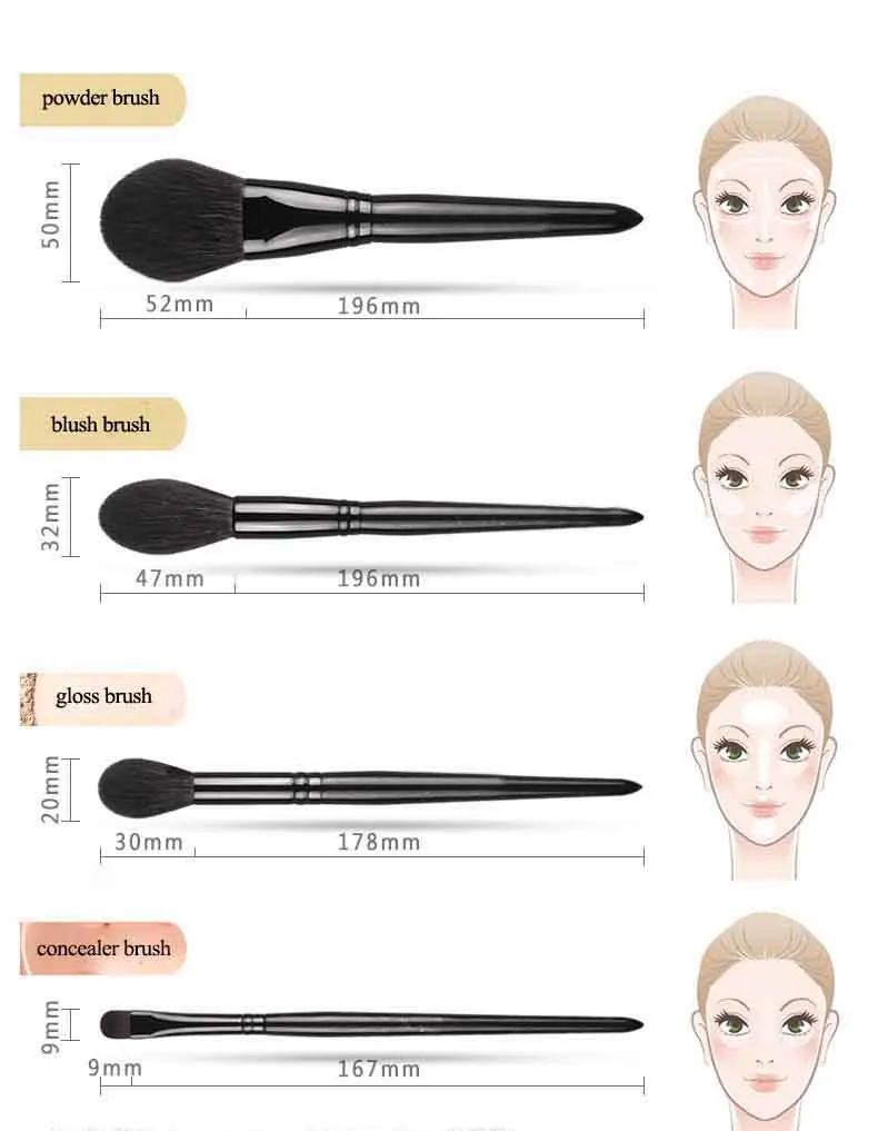 OUMO- 10pcs goat hair makeup brush set professional makeup brushes