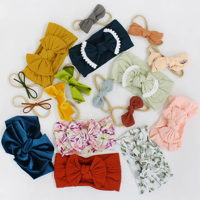 2020 New Style Wholesale Custom Newborn Girl Baby Hair Accessories hair clips Organic Big Bow Headbands In Bulk
