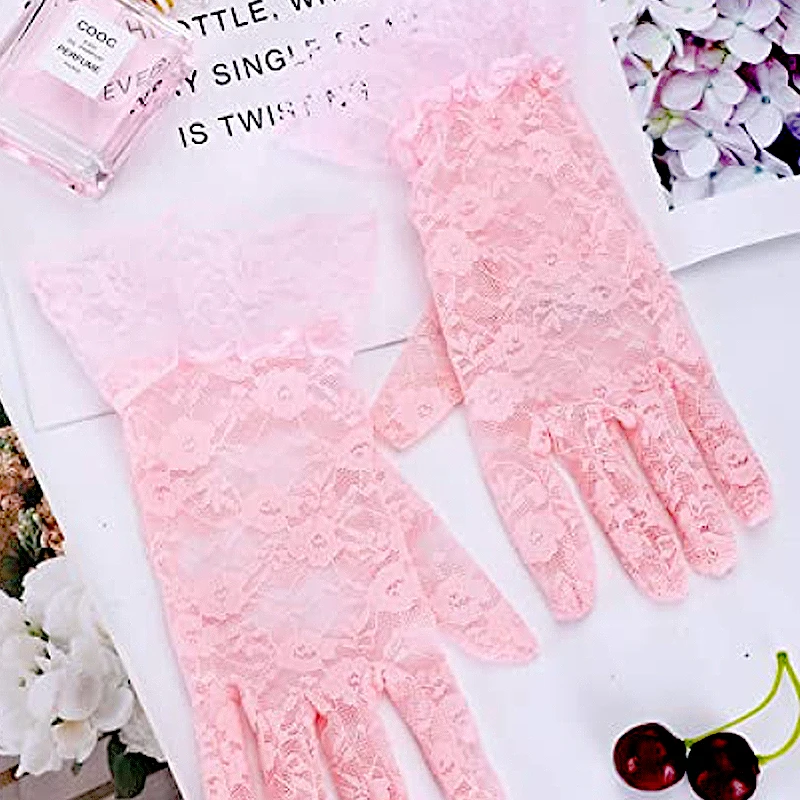 Elegant Short Gloves Courtesy Summer for Wedding Dinner Parties Ladies Lace