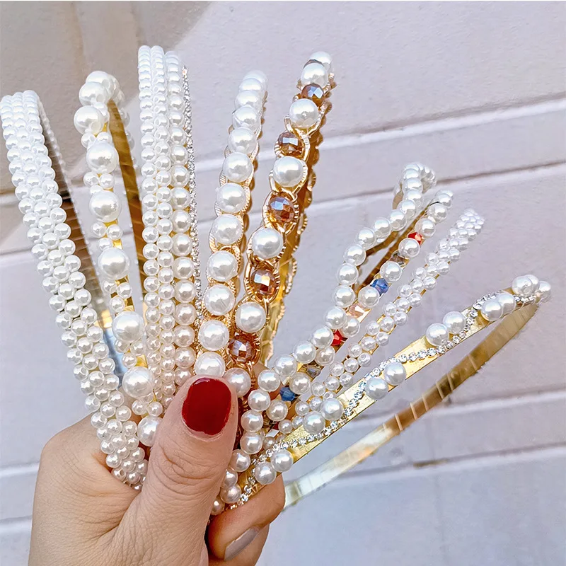 Wholesale Custom Beaded Headbands For Women  Hair Bands For Men Makeup Hair Band Pearl Headband Hair Jewelry