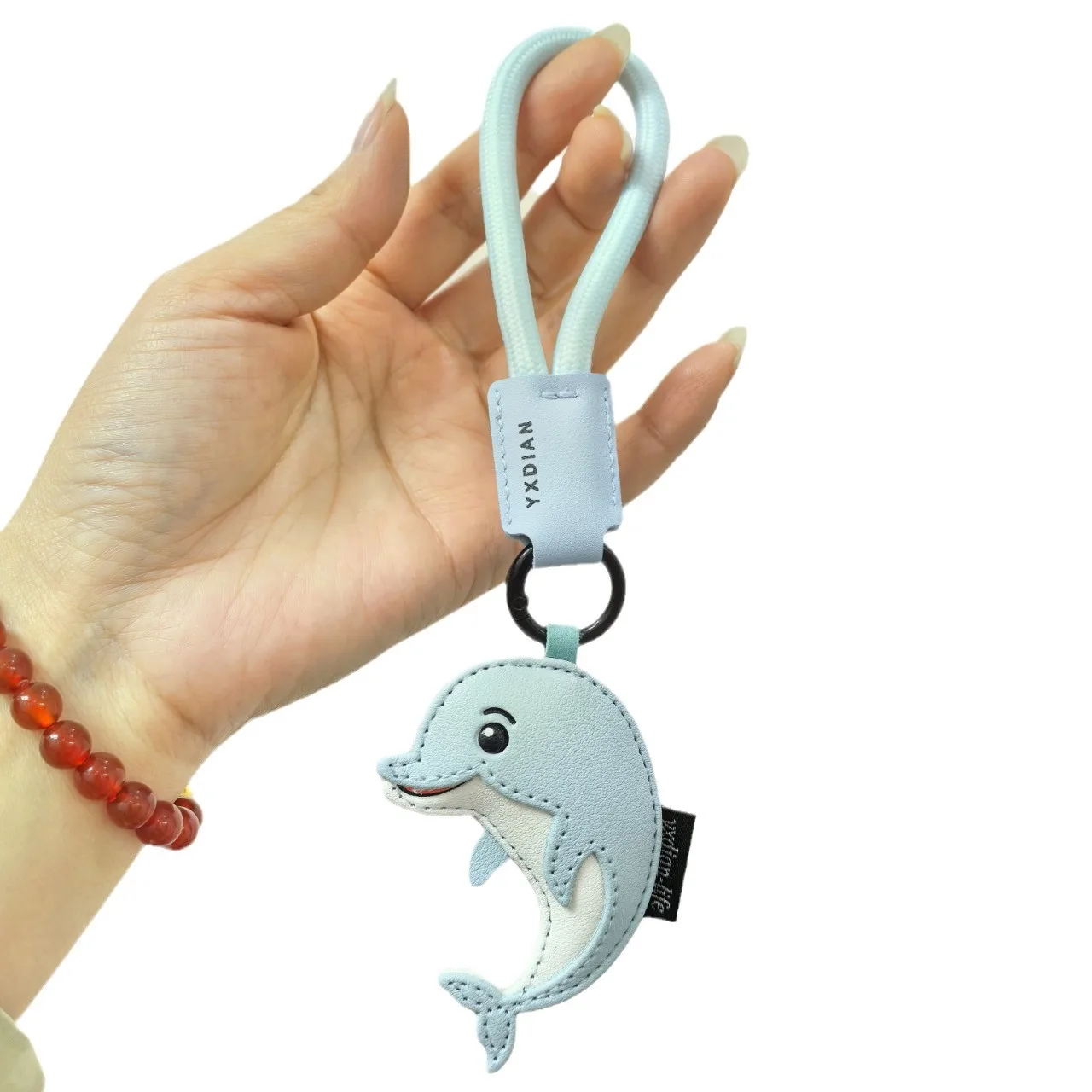 Cute Cartoon Shark Dolphin Whale PU Leather Keychain Charm Handbag Bag Ornaments Pendants Car Keyring Luxury KeyChain