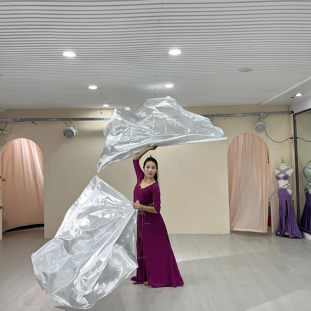 Hot sale 2 pieces 1pair  Sport meeting Performance Half Circle Flag Veil for Belly Dance Stage show with Stretching Stick