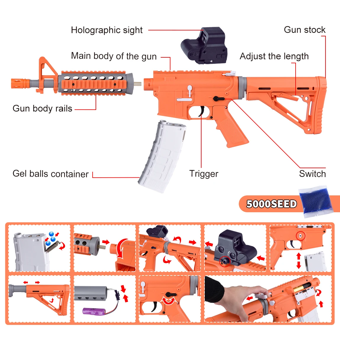 Лидер продаж Amazon M416 Электрический гелевый шар бластер игрушечный пистолет для детей для активного отдыха стрельба игра игрушка подарок