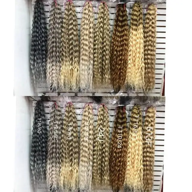 Rebecca Wholesale Water Wave Crochet 30 Inch Deep Wave Twist Hair Synthetic Goddess Braids Hair Wavy Ombre Blonde Hair Extension