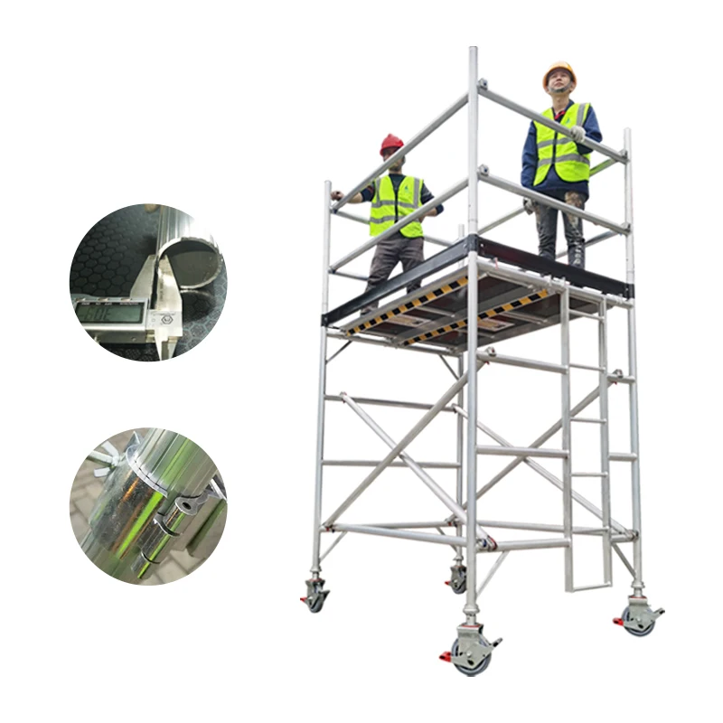 Construction Scaffolding Mobile Climbing Ladder Aluminum Foldable Scaffolding Tower With Wheel Galvanised Farmhouse