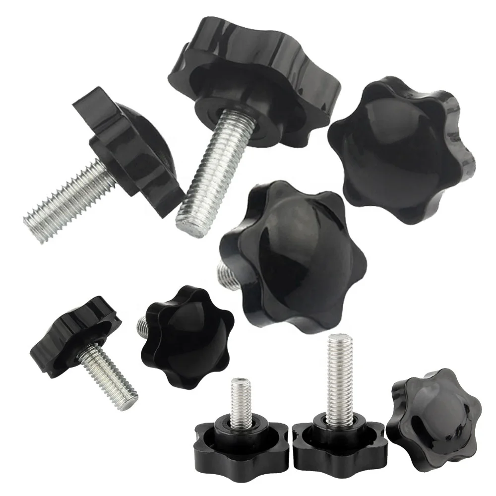 M12 M16 M4 M5 M6 M8 M10 M12 Galvanized Steel Thread Star White Zinc Plating Black Plastic Torx Head Knob Thumb Screw