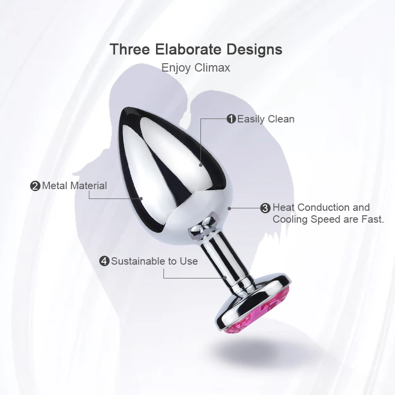 Adult Product Jewelry Stainless Steel Heart Diamond Vagina Metal Sex Toys Anal Butt Plug For Women Men Couple