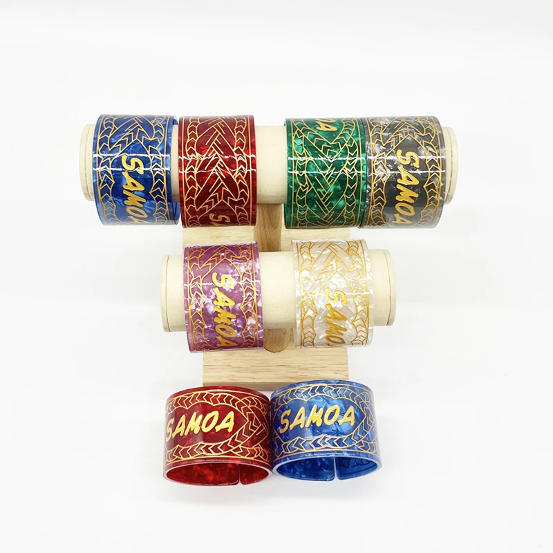 Wide acrylic plastic bangles with gold painted bangles bracelets engraved cuff bangles newest bracelet for pacific islands