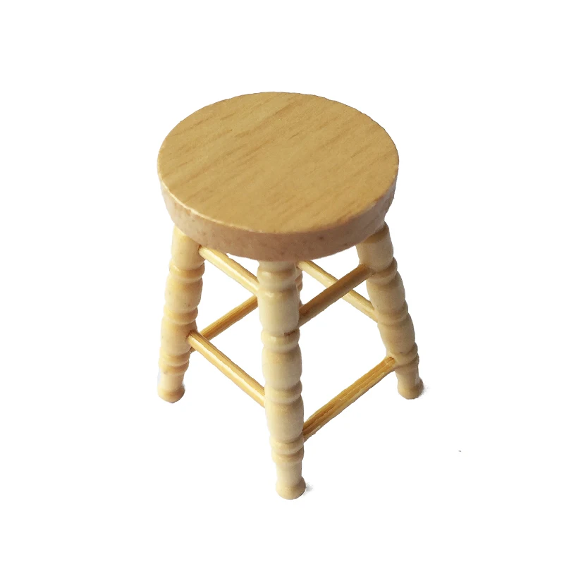 1:12 Scale Wooden Furniture Oak Stool Doll House Miniatures WL043