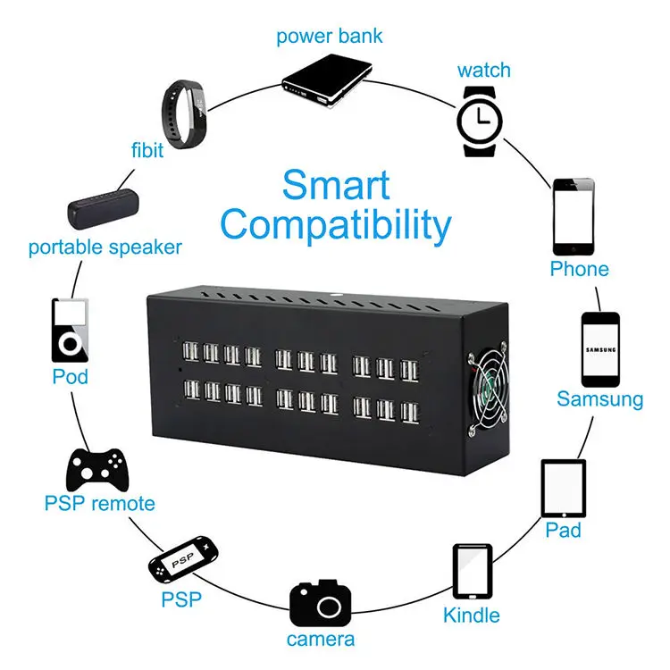 Wholesale 40 Ports 400W Rapid Charge Station for E-sport Customization Full Metal 40-port Fast Charging Hub for iPhone 14
