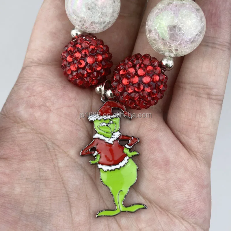 Fashion cartoon drop oil Christmas grinch alloy pendant for jewelry making necklace bracelet earring keychain cute charms gift