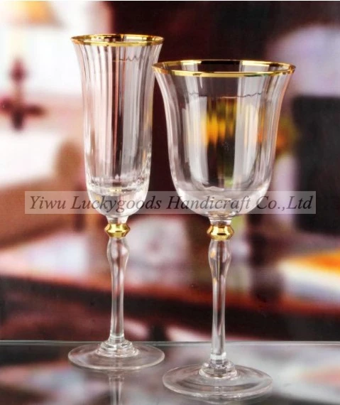 LK20191014-17 22cm gold silver rim diamond party wedding use Goblet WineGlass high redwine glasses