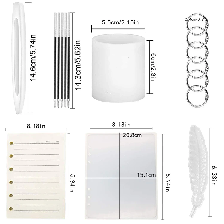 Notebook Silicone Molds for Resin Cover A5 A6 A7, Single-Ring Book Rings, for Notebook Resin DIY