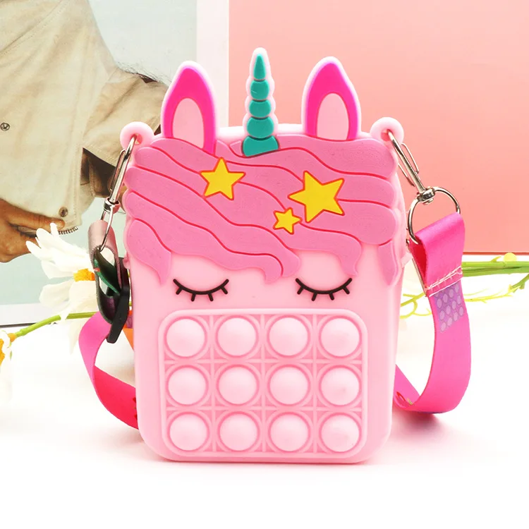 Various styles Cheap Pop Fidget Toys Unicorn Shoulder Purse Bag Popper Push Bubble Fidget Sensory Stress Release Toys