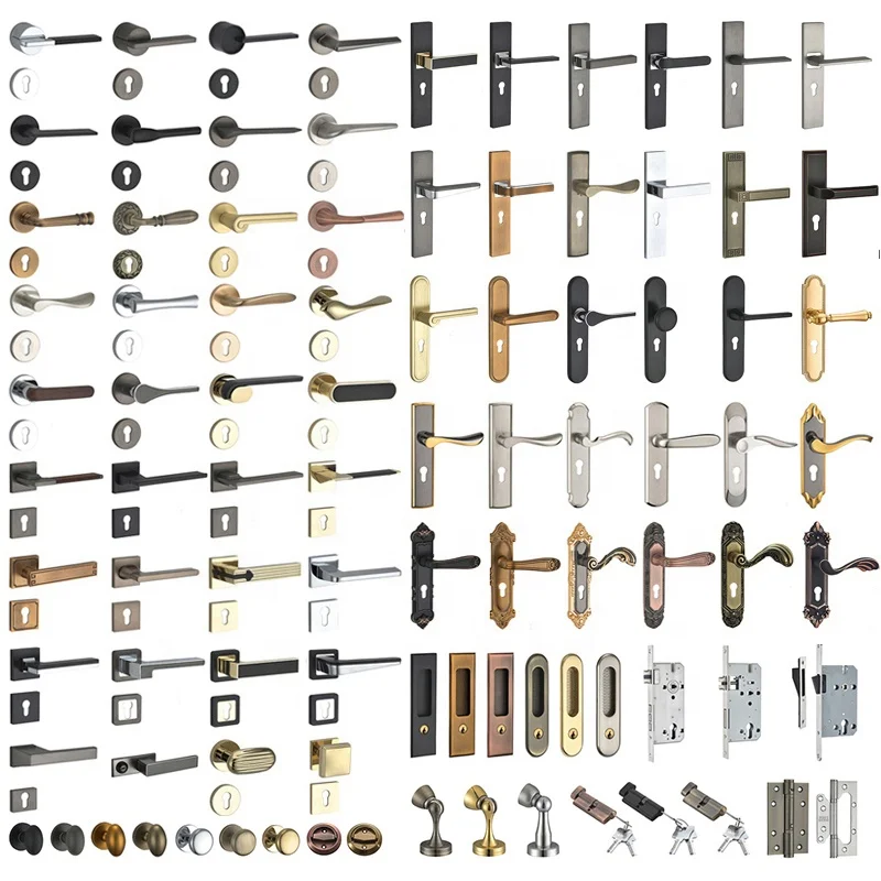 Wholesale Black Aluminum Alloy Slim Security Wooden Steel Door Exterior Door Lock Set Handles