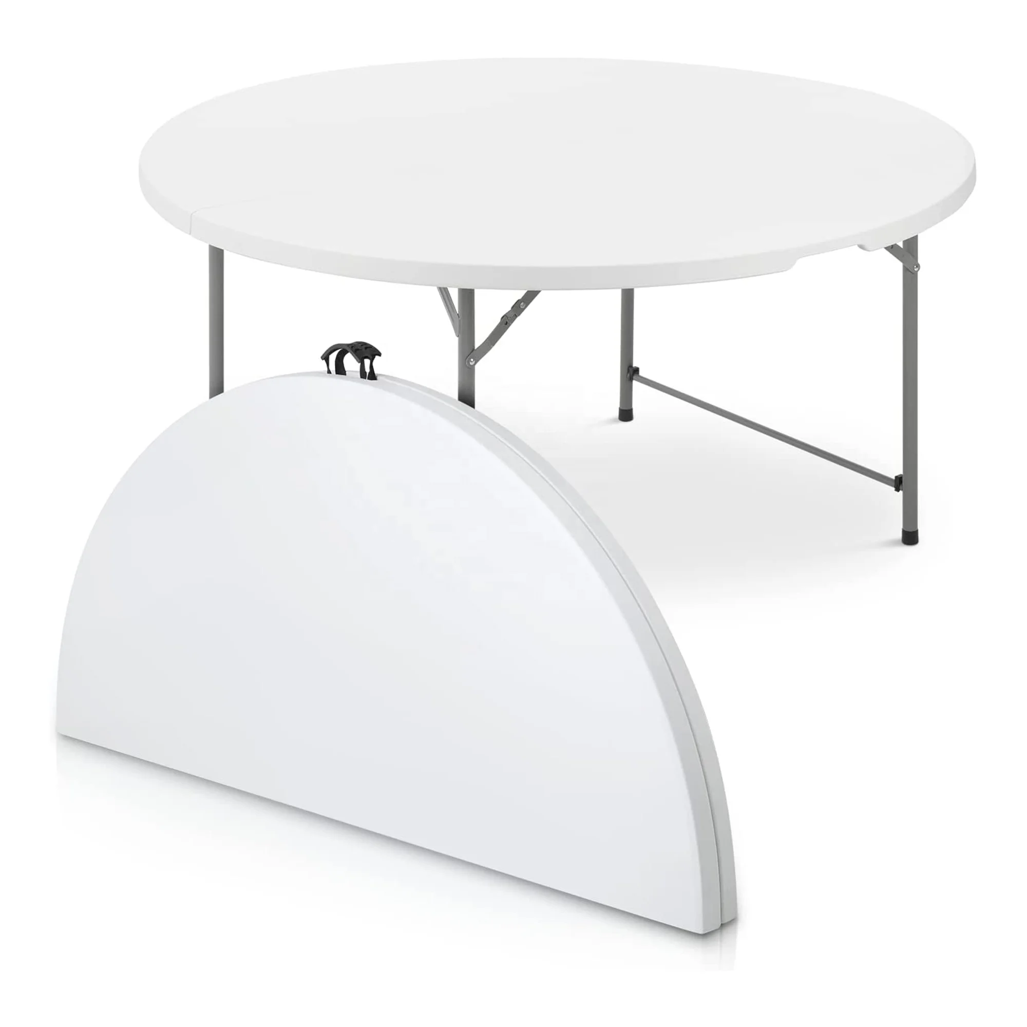 CYEN new style high quality garden granite white round HDPE plastic 5ft folding outdoor table for wedding banquet