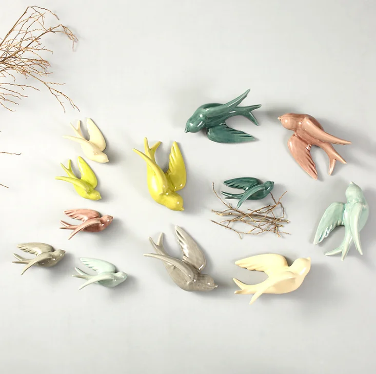 2021 best selling Nordic ceramic wall hanging living room dining room wall decoration pendant Bird Pendant for home decor