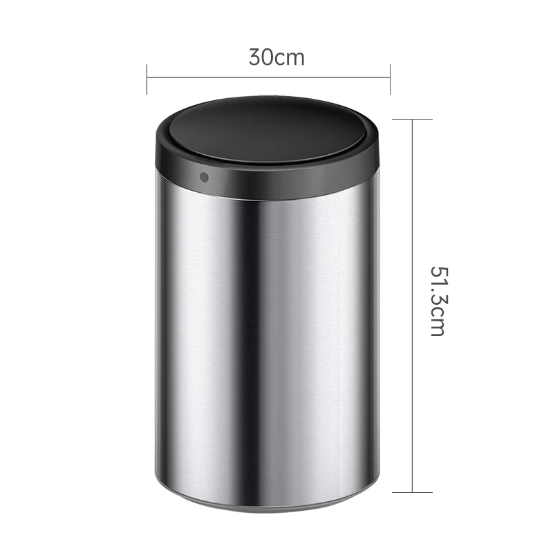 ZR-30S 8Gallon Round Household Trash Can Smart Sensor Waste Bin Minimalism Kitchen bins with black white silver color