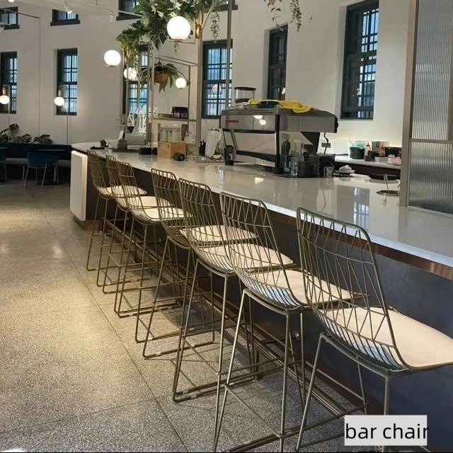 wholesale stackable luxury Modern Furniture gold metal frame hand made Outdoor home events Bar stools Bar Chair wire chair