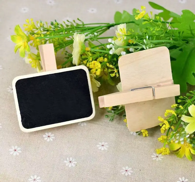 Mini Wooden Blackboard Memo Message Folders New Shaped Hanging Chalkboard with Wood Pegs Household Sundries