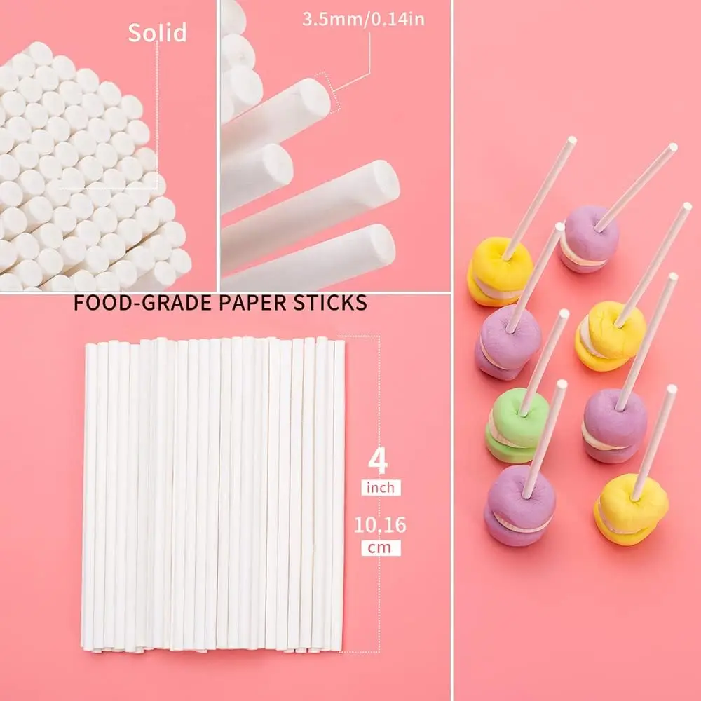 Eco Friendly Printed White Paper Branded Lollipop Treat Sticks Sucker Stick for Cake Toppers,Cake pops,Candy,Chocolate,Cookie
