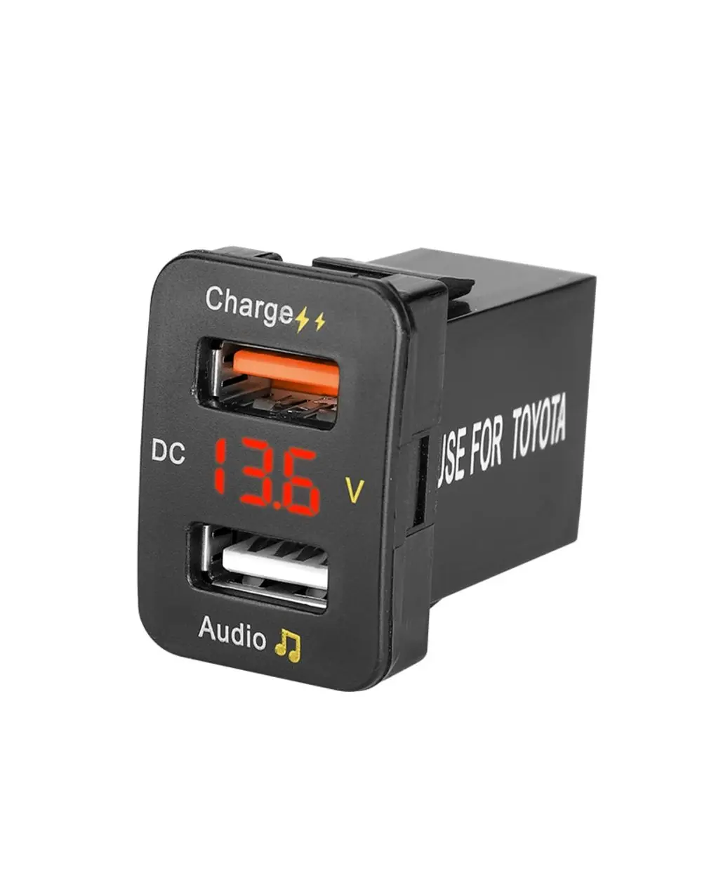 QC 3.0 12 V Special car charger for Toyota USB input extensions new audio port socket fast charging voltmeter display