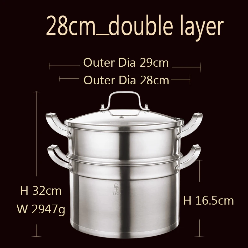 
SSGP Stainless Steel Cooker 3 Tier Set Aluminum Stock Steam Cooking Price Steamer Pot 