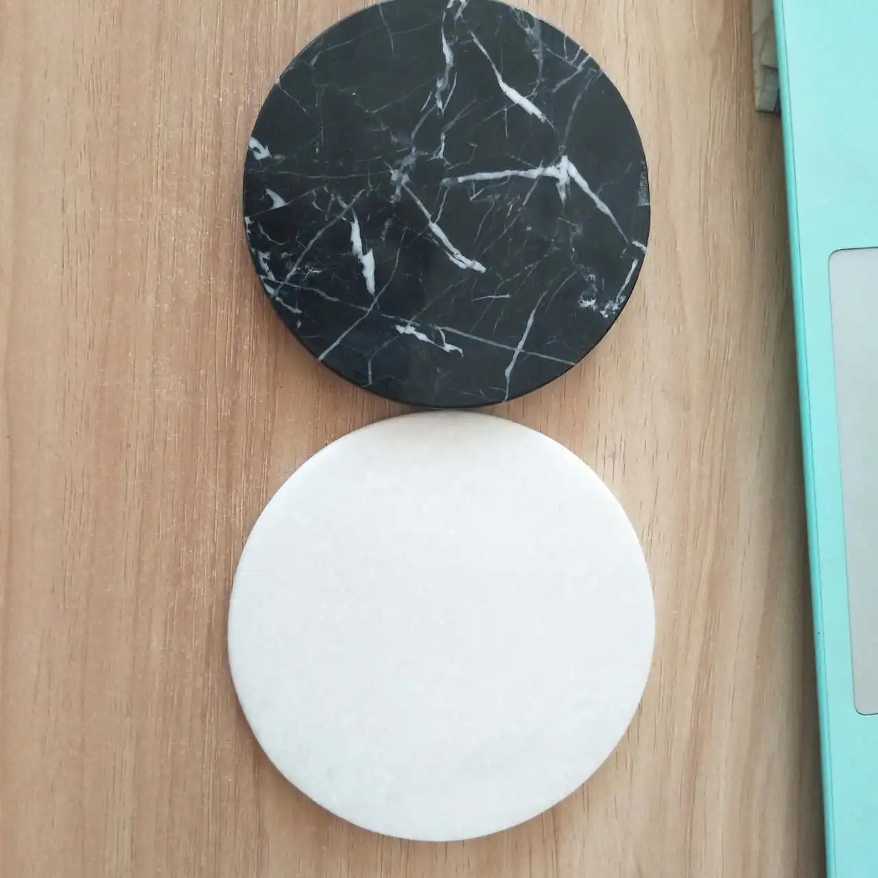 Polished hexagon shape black marquina marble coasters wholesale