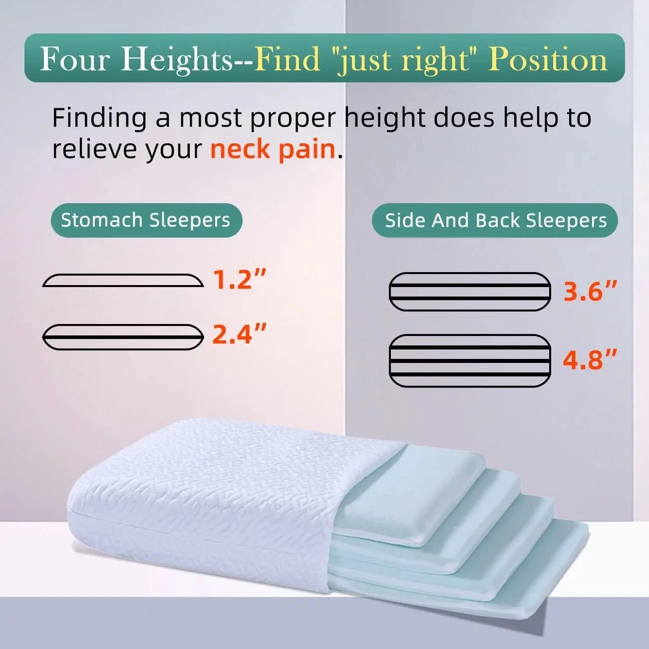 Adjustable Memory Foam Pillow Cervical Pillow for Neck Pain Four Layers Pillow to Customize Your Own