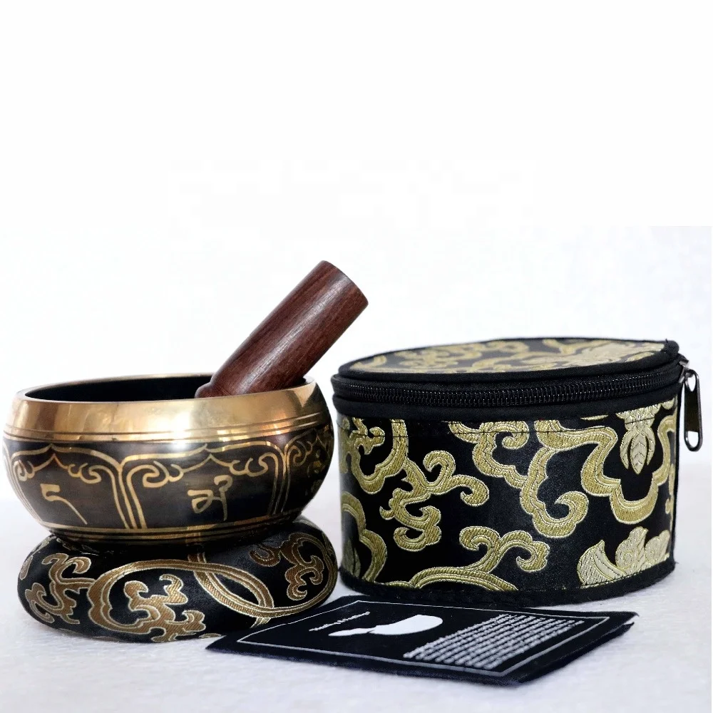 Brass Buddha Eyes Yoga Meditation Singing Bowl Custom Sound Therapy Healing with Box Cushion Striker Metal Model Souvenir