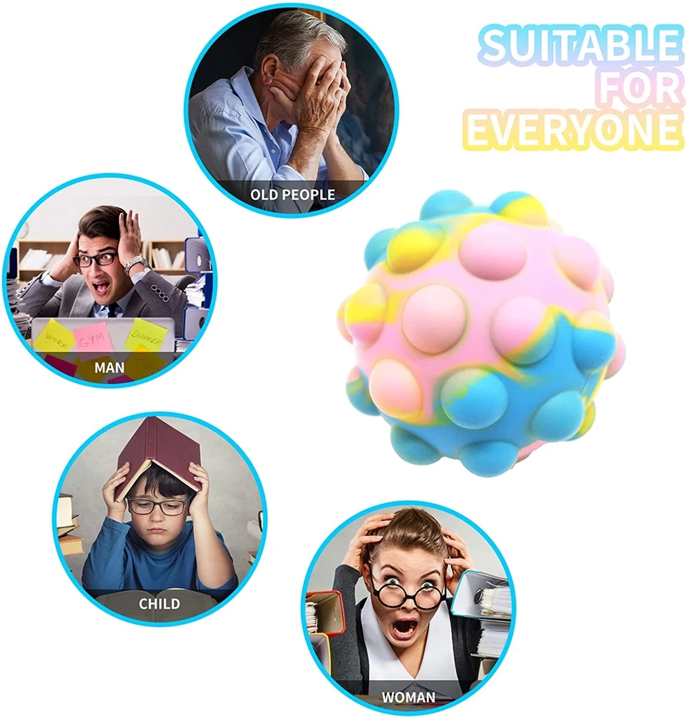 Autism Relief Anxiety Stress Toys Silicone Decompression Pops Sensory Bubble Toy Set Squeeze Pops Fidget Toy Balls