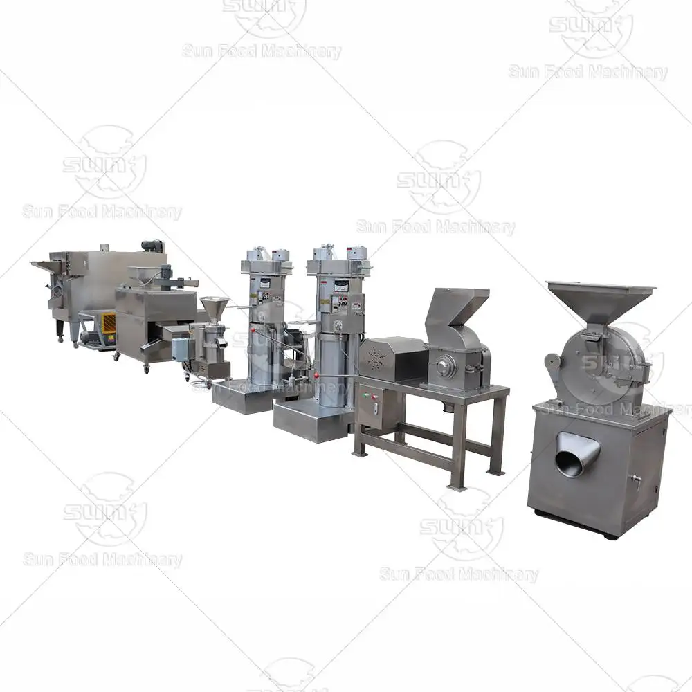 Wholesale natural cocoa powder milling equipment cocoa cake making machine cocoa bean processing line for chocolate plant