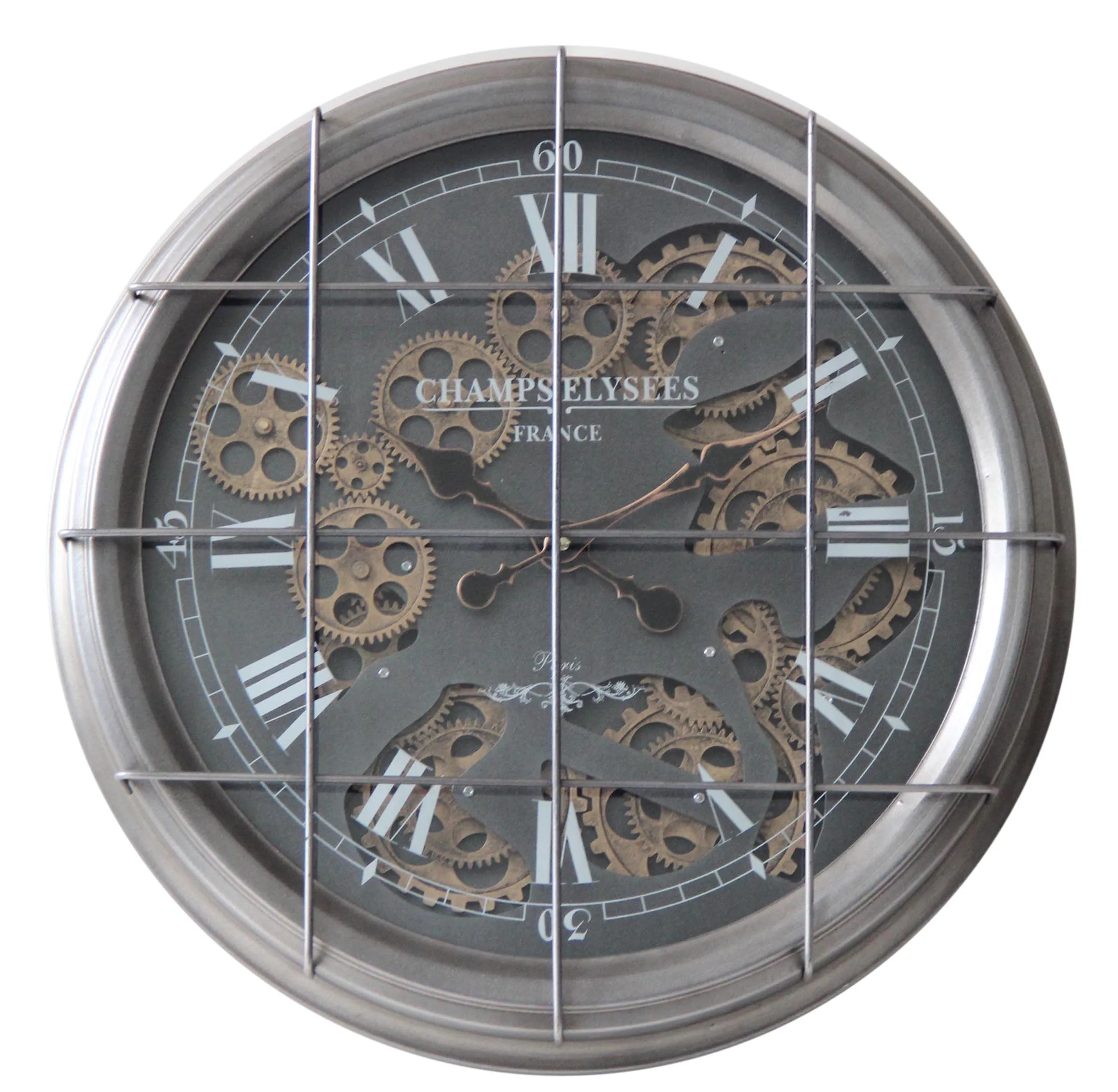 
High Quality Wholesale Custom Cheap unique alarm clock creatives wall Metal grid gear moving clocks 