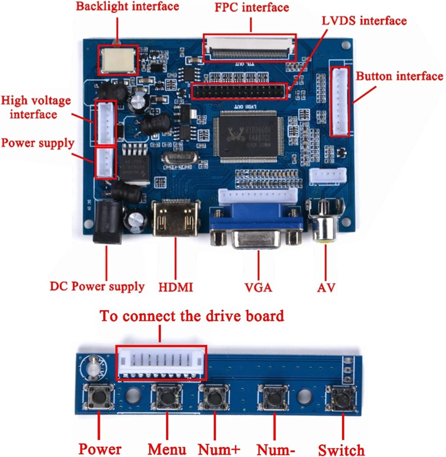 7 inch 1024 x 600 HDMI Screen LCD Display with Driver Board Monitor for Raspberry Pi