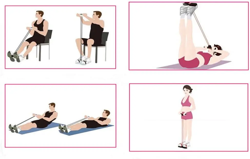 Abdomen Expander Strength Trainer Elastic Abdominal Exercise Four-tube Pedal Pull Tensioner