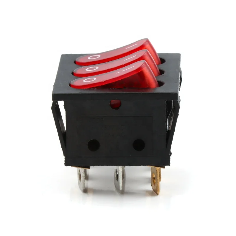 KCD3 rocker switches 9pins 2position illuminated Triple rocker switch with light power