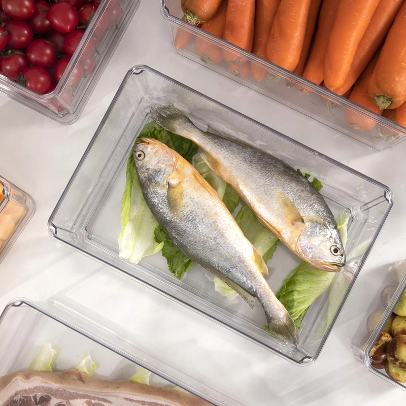 GREENSIDE Fridge Organizer Top Quality Fresh Keeping Stackable Box Plastic Food Container