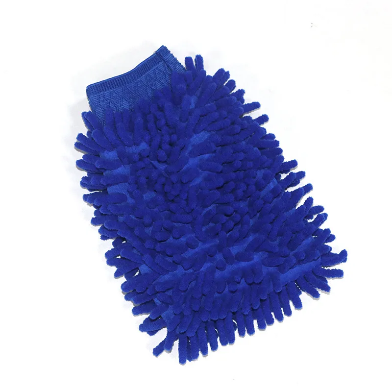 Blue Car Wash Mitt Large Size Clean Tools Kits Premium Chenille Microfiber Gloves