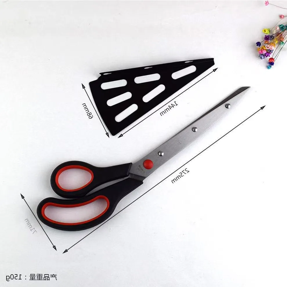 Practical Non-Slip Pizza Cutter Scalloped Office Stationery Household Food Scissors Kitchen Scissor