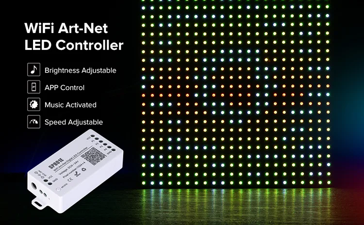 New arrival professional SP801E wifi art-net led controller for ws2812b addressable led strip