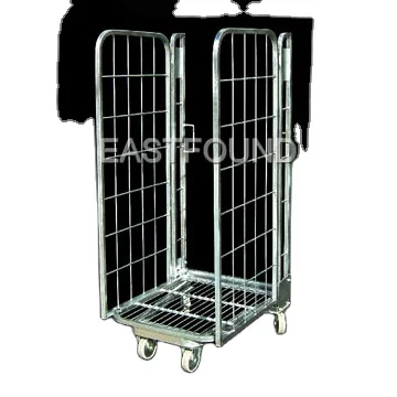 
 Тележка из стальной клетки с ручным нажимом и 4 колесами, тележка из проволоки для хранения  
