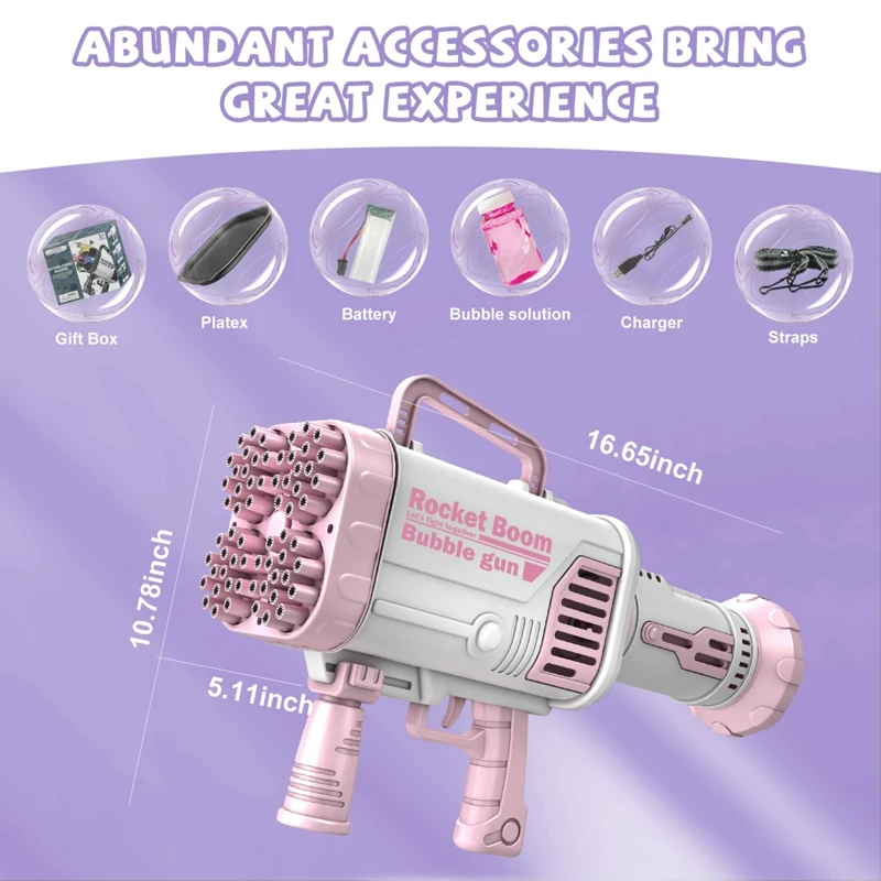 Outdoor Kids Water Auto Battery Bubble Launcher Electric Soap Maker Automatic Shooter Bubble Machine Gun Toy