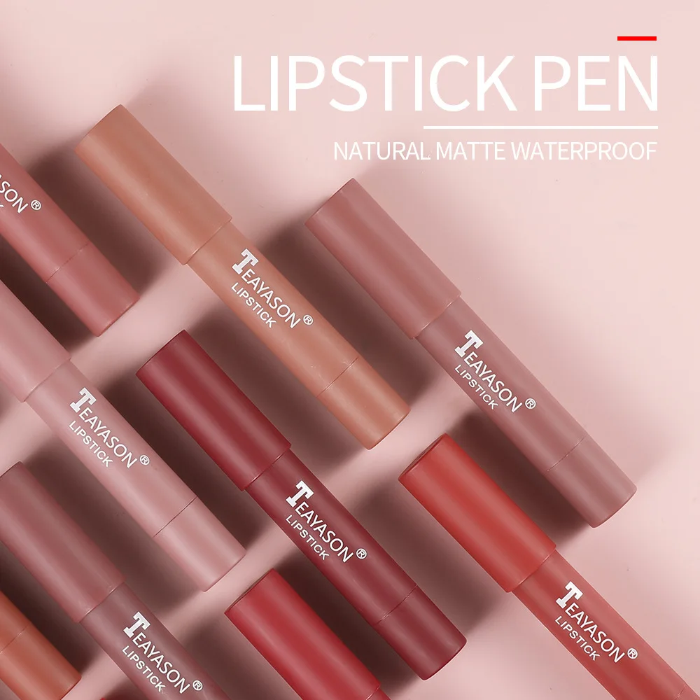 New 12 Colors Velvet Matte Lipsticks Pen Waterproof Long Lasting Sexy Red Lip Stick Makeup Lip Tint Pen Cosmetic