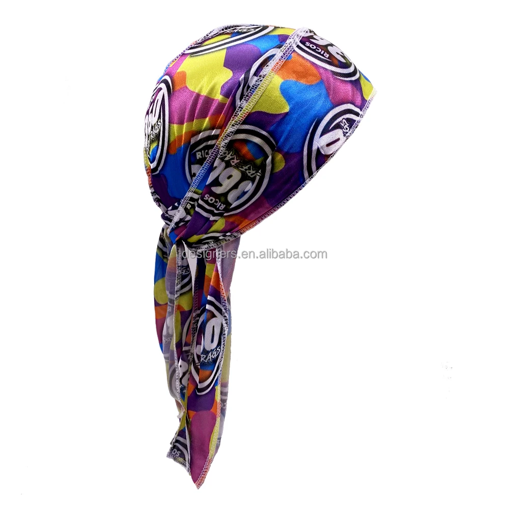 Customized all over the gradient logo designer durag turban cap custom bonnet durag for men and women