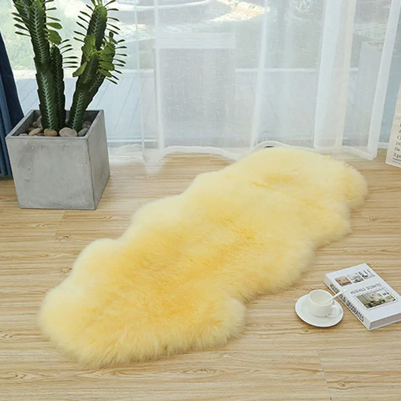 Lamb wool two-piece sofa cushion whole unmended fur in all colors long hair carpet bay window cushion