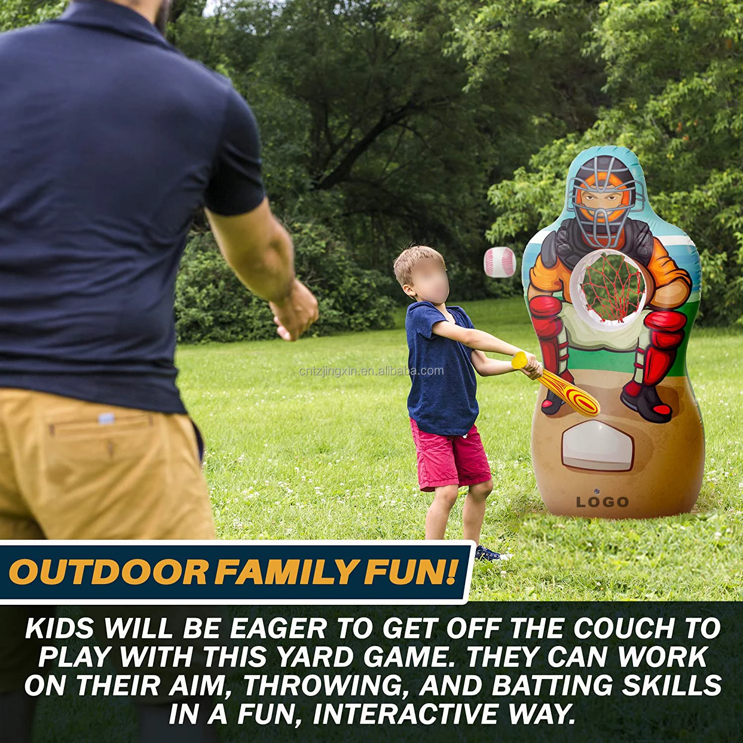 Inflatable Double Sided Baseball Soccer Target Inflatable toy with Soft Soccer Baseball for Indoor Outdoor Backyard and Party